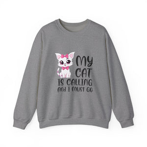Cute Cat Lover Sweatshirt, My Cat Is Calling Crewneck, Animal Print Pullover, Pet Owner Gift, Cozy Sweatshirt for Cat Moms