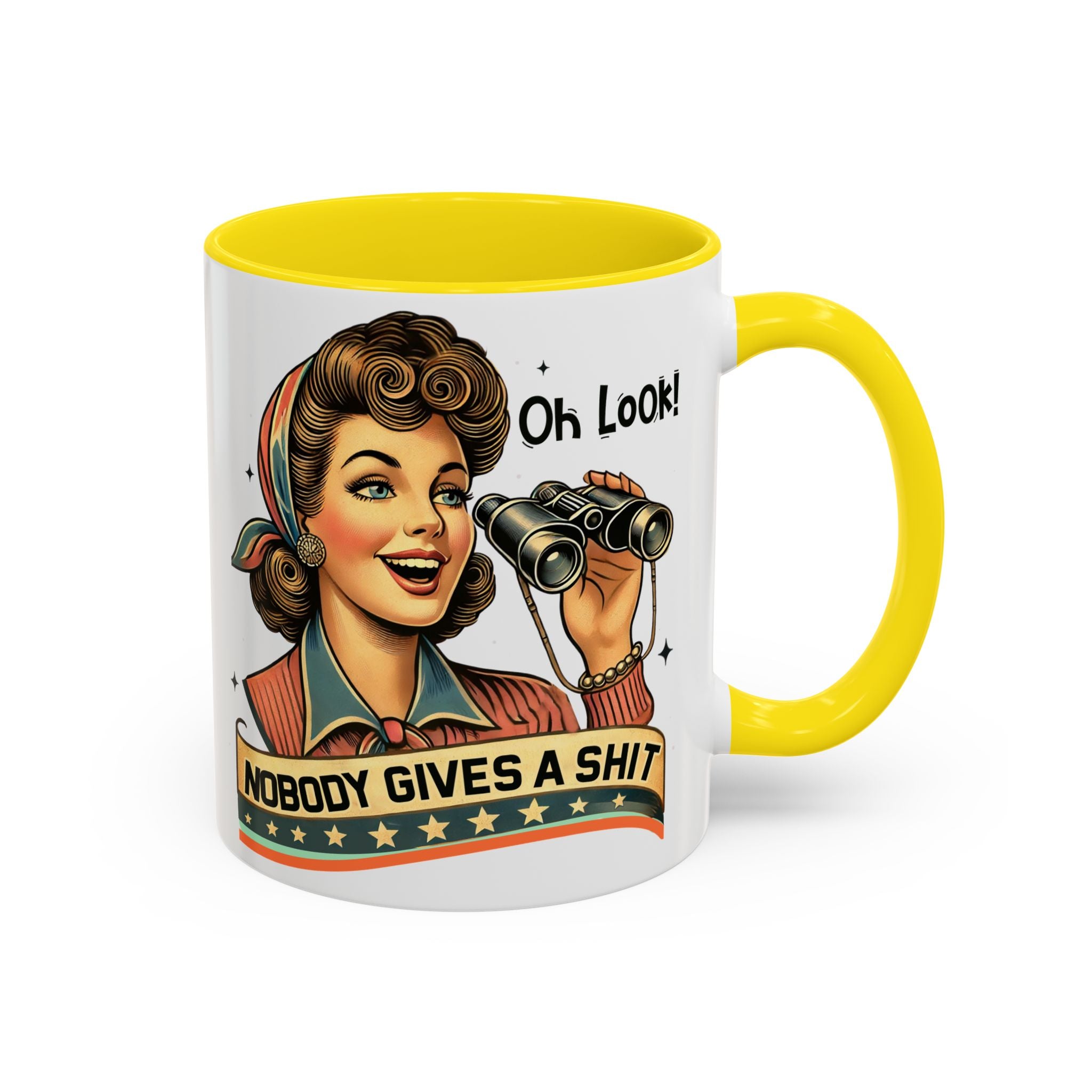 Nobody Gives a Shit Retro Coffee Mug — Funny Vintage Pin-Up Accent Mug (11/15oz)