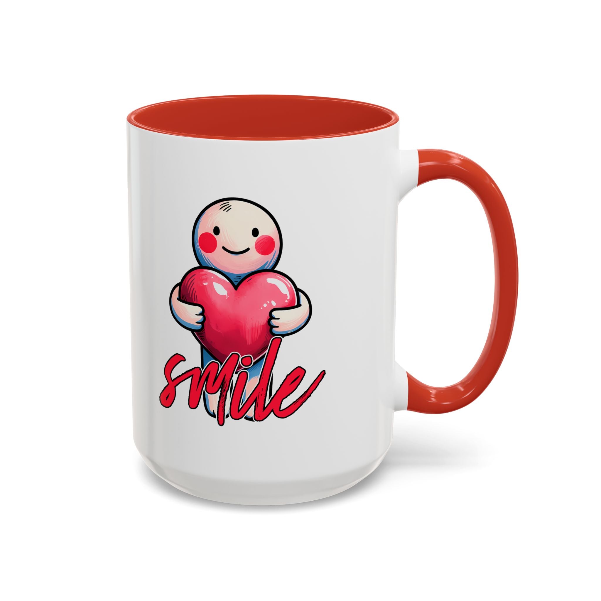 Smiling Heart Accent Coffee Mug - 11oz & 15oz | Cute Gift for Friends & Family