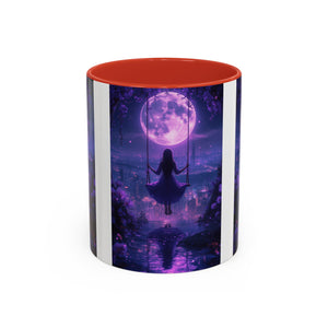 anime Dreamy Moonlit Swing Accent Coffee Mug, Artistic Mug, Celestial Coffee Cup, Fantasy Beverage Holder, Gift for Dreamers