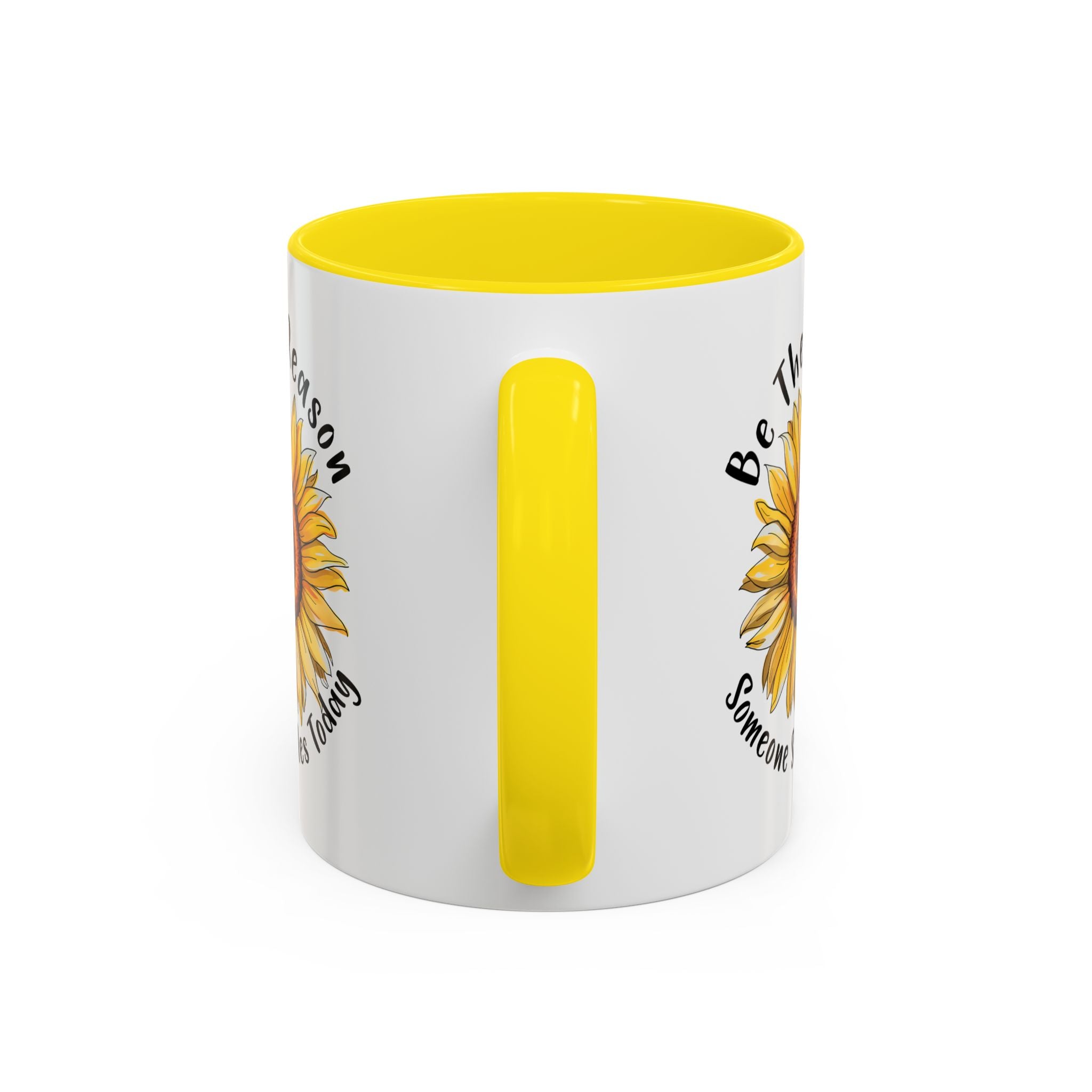 Sunflower Smile Accent Coffee Mug - Cheerful Gift for Friends, Inspirational Mug, 11oz/15oz, Daily Motivation, Brighten Someone's Day