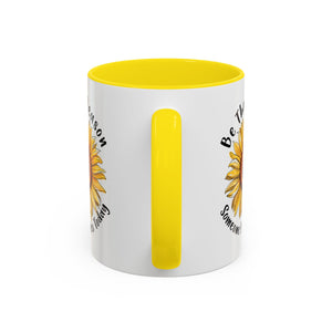 Sunflower Smile Accent Coffee Mug - Cheerful Gift for Friends, Inspirational Mug, 11oz/15oz, Daily Motivation, Brighten Someone's Day