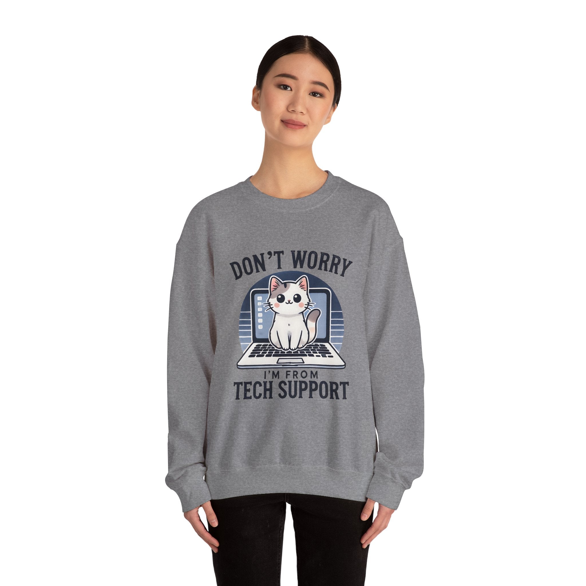 Tech Support Cat Crewneck Sweatshirt – Fun Gift for IT Lovers