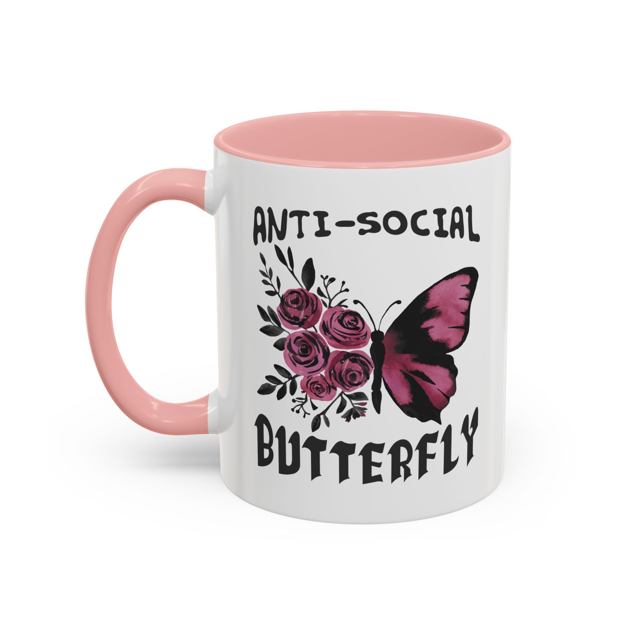 Anti-Social Butterfly Coffee Mug - Floral & Butterfly Design