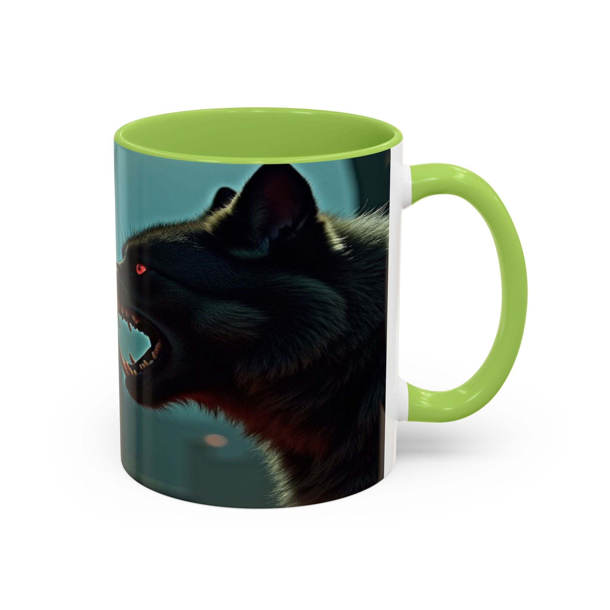 woman vampire and Fierce Werewolf Coffee Mug - 11 & 15oz Accent Mug for horror art lovers