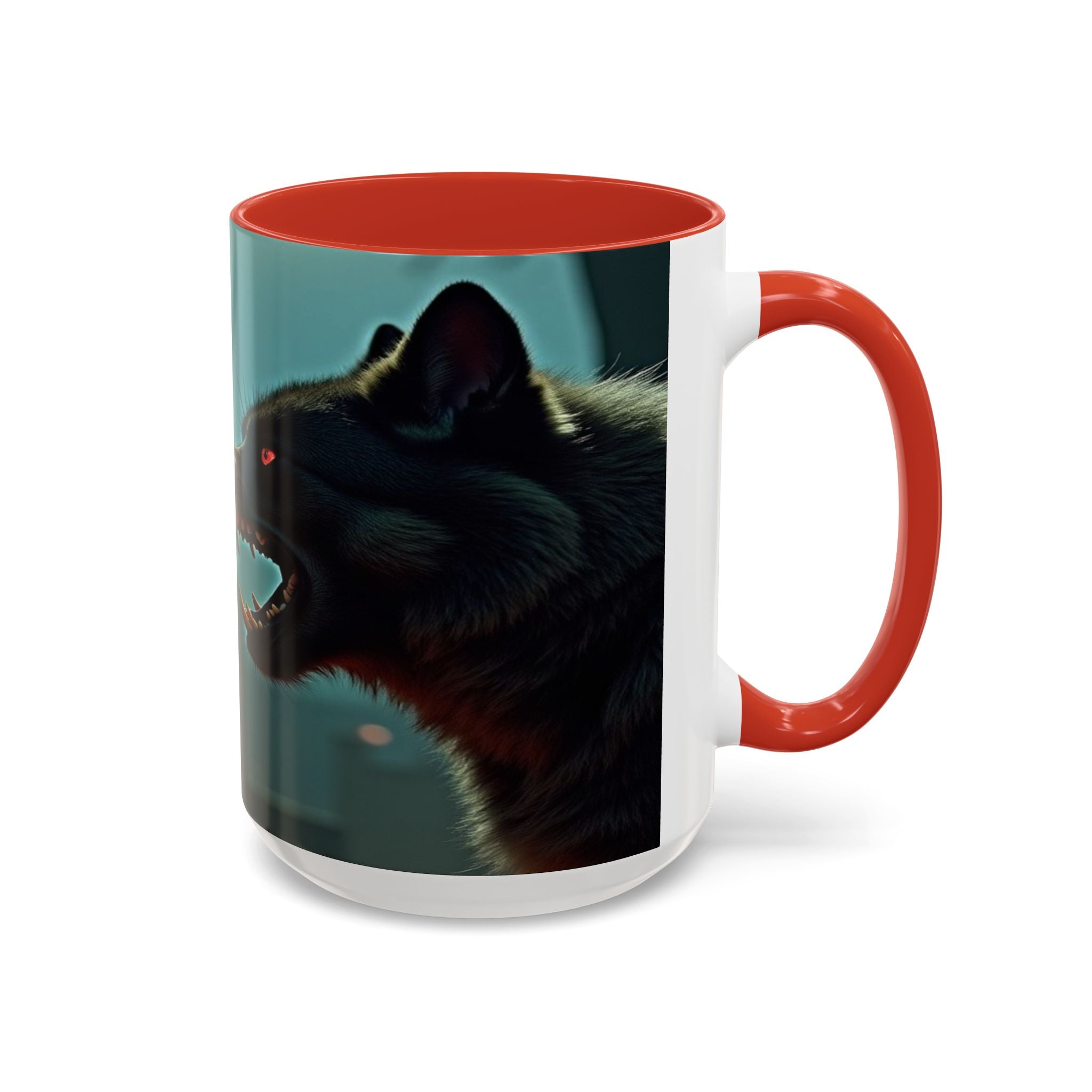 woman vampire and Fierce Werewolf Coffee Mug - 11 & 15oz Accent Mug for horror art lovers