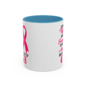 Inspirational Pink Ribbon Coffee Mug: Support Fighters, Admire Survivors, Celebrate Hope, Gift for Cancer Awareness, Motivational Mug