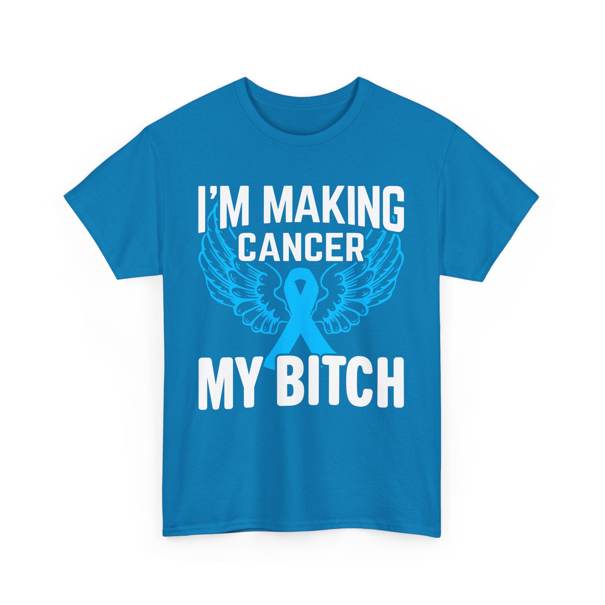 Angel Wings cancer Awareness Tee, Unisex Cotton Shirt for Support, Gift for Advocates, Fundraising Event Wear, Blue Ribbon Merchandise