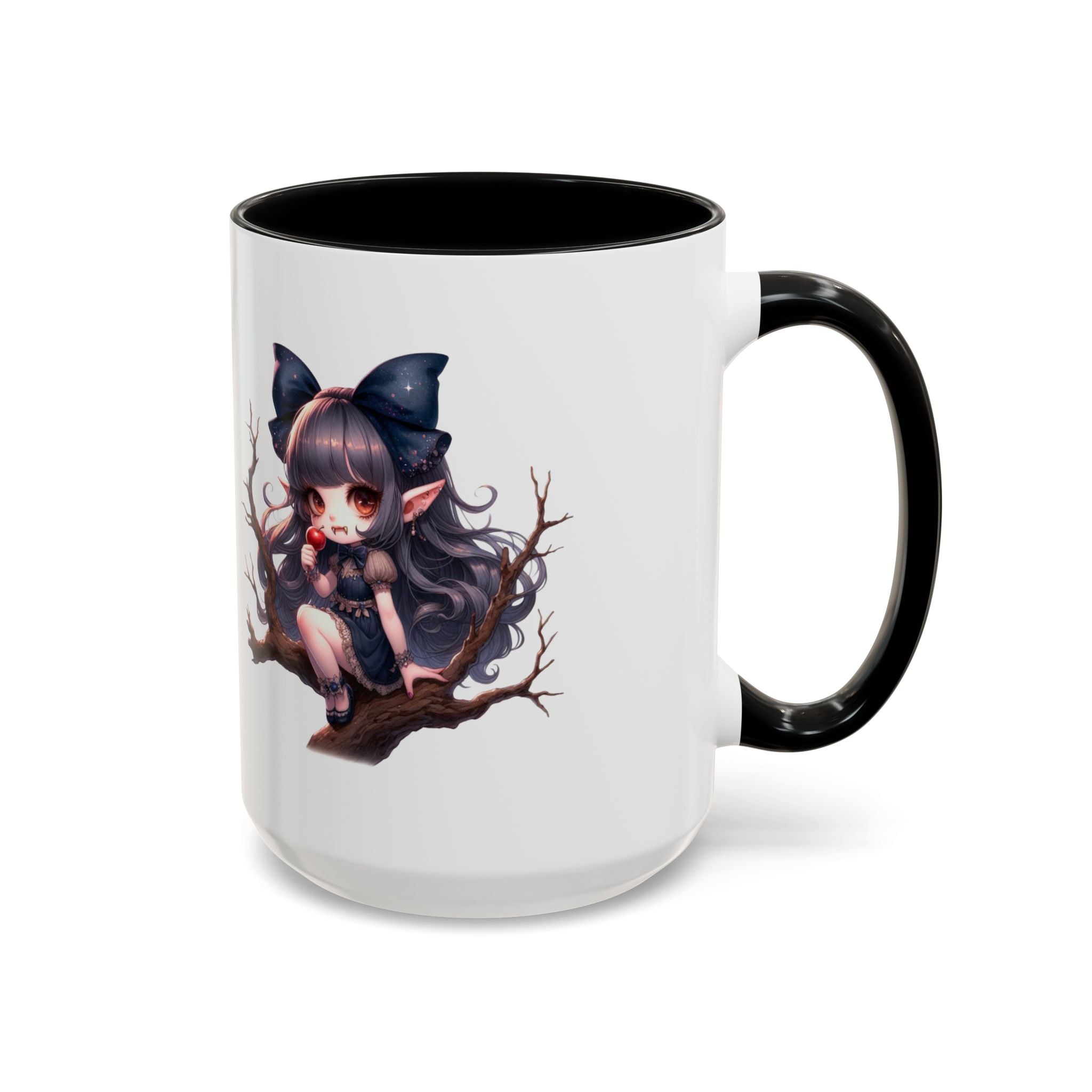 gothic vampire girl in tree horror art Accent Coffee Mug (11, 15oz) png16