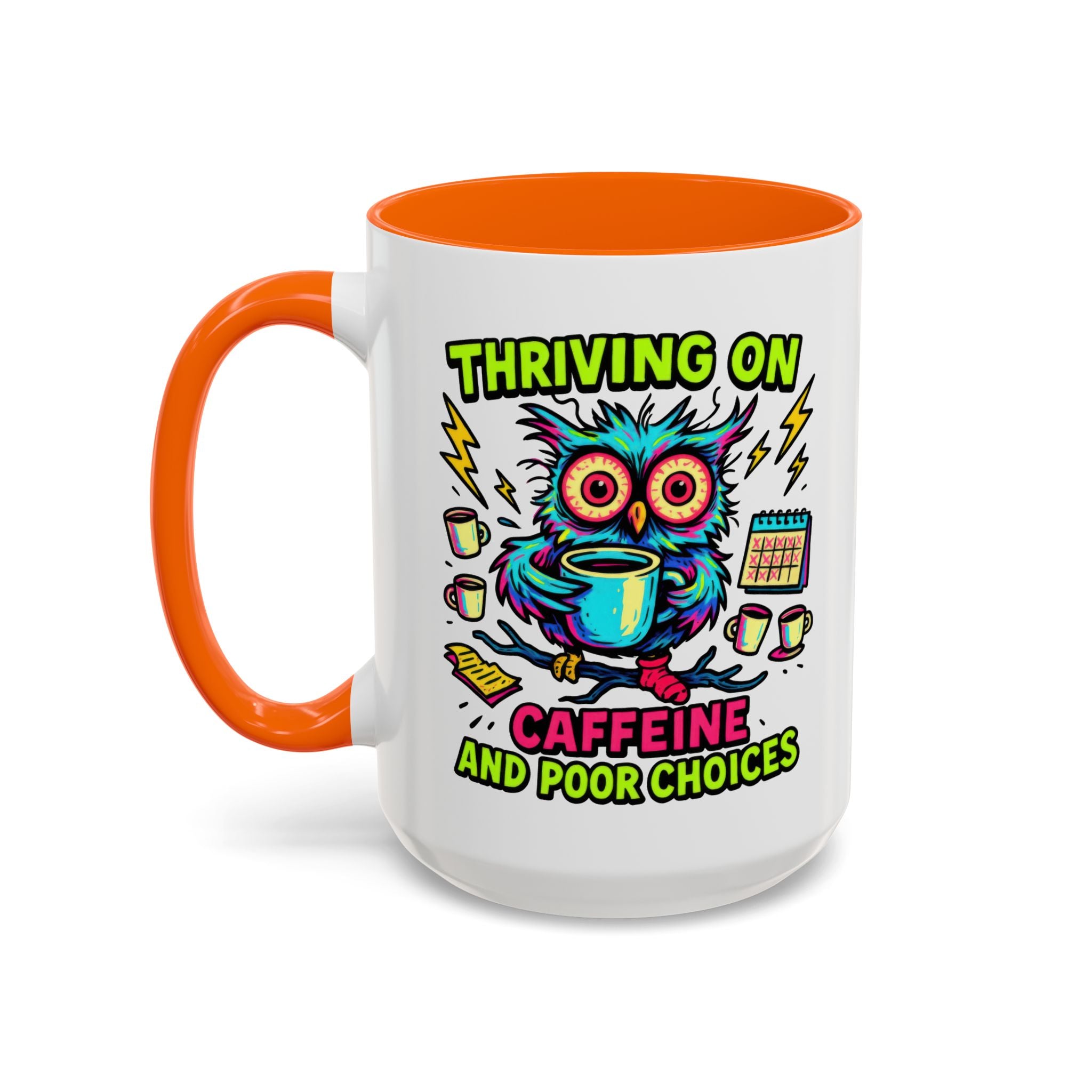 Thriving on Caffeine Mug | Funny Owl Coffee Cup | Gift for Coffee Lovers | Cute Kitchen Decor | Birthday, Holiday Gift
