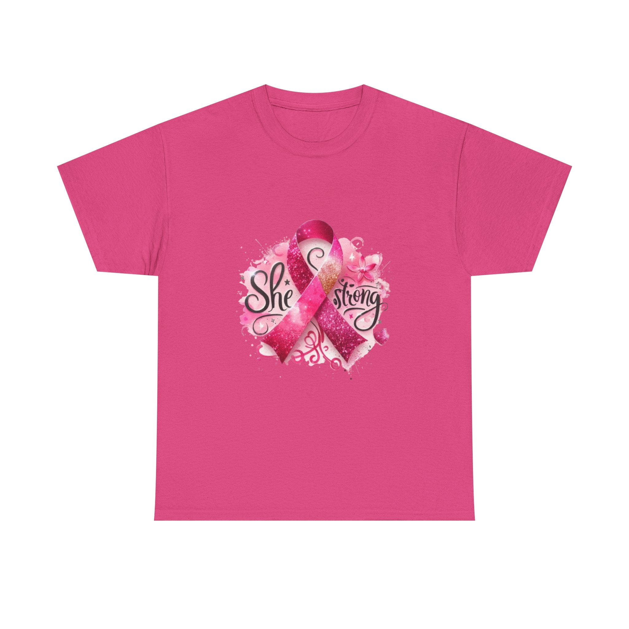 Breast Cancer Awareness Tee - She's Strong, Gift for Survivors, Supportive T-Shirt, Awareness Month, Inspirational Apparel