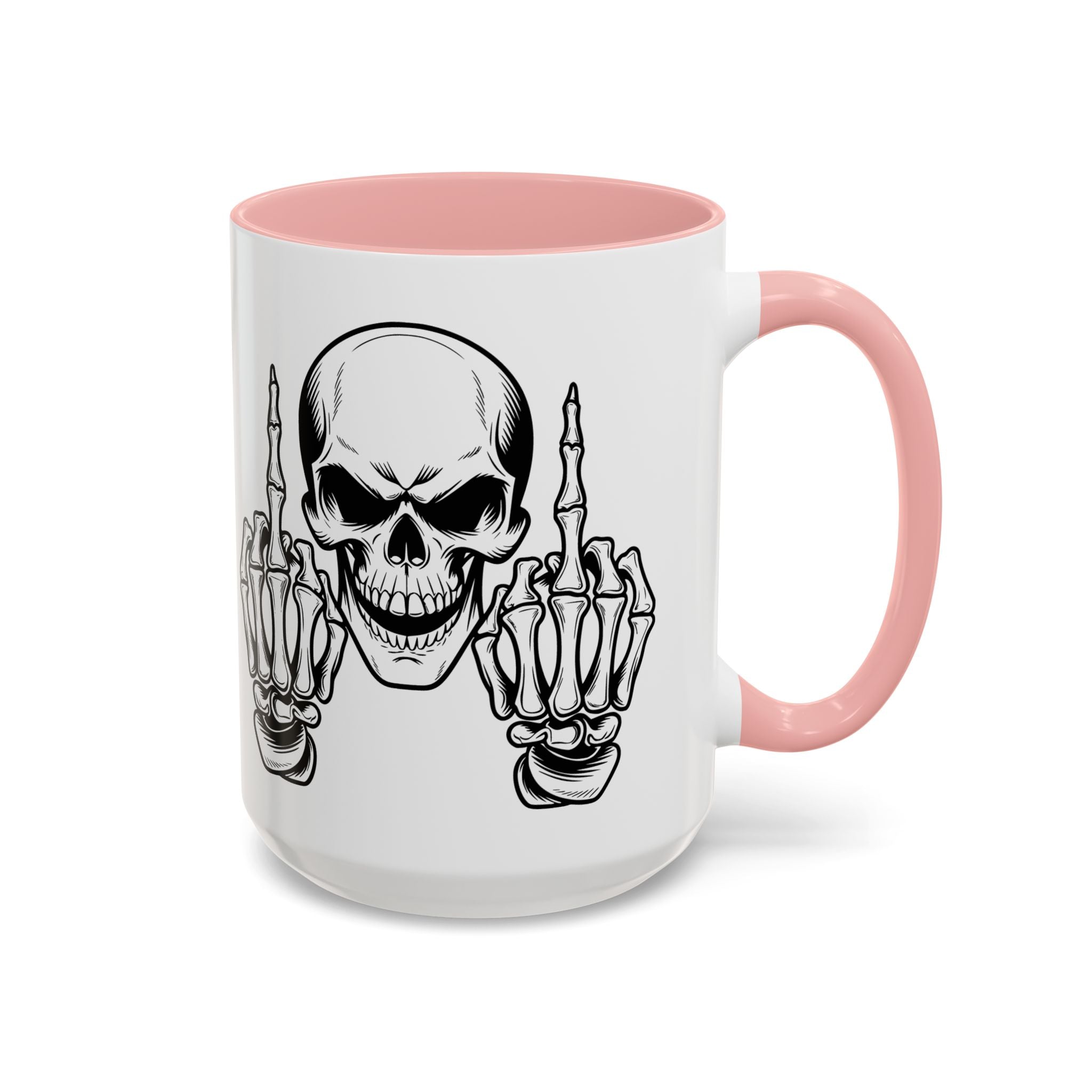 Skull Middle Finger Coffee Mug — Edgy Gothic Accent Mug (11/15oz)