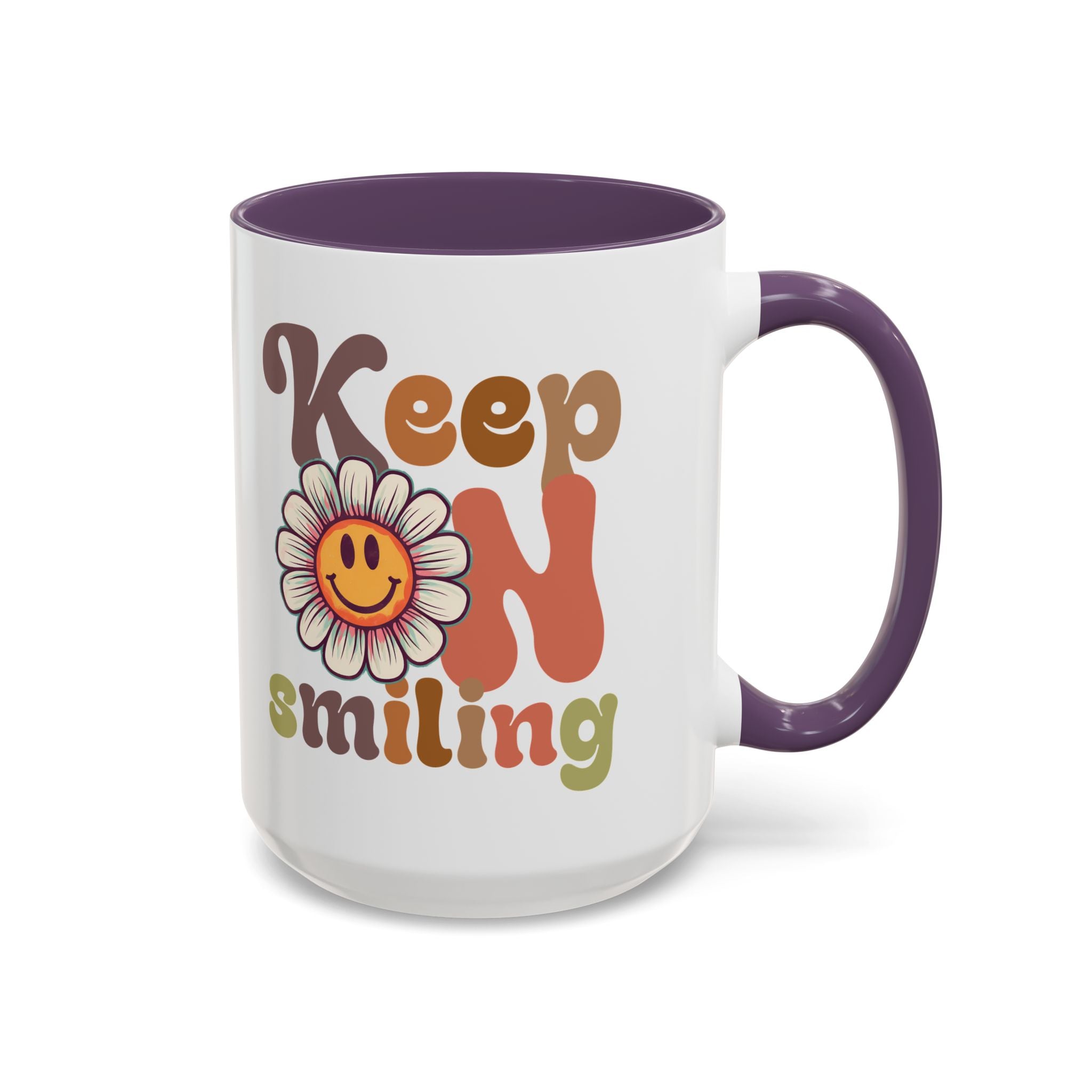Keep Smiling Floral Coffee Mug - Cheerful 11 & 15oz Accent Mug for Daily Motivation