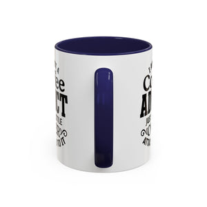Coffee Addict Mug, Funny Coffee Lover Gift, Black Accent Mug, Warm Beverage Cup, Office Humor Drinkware