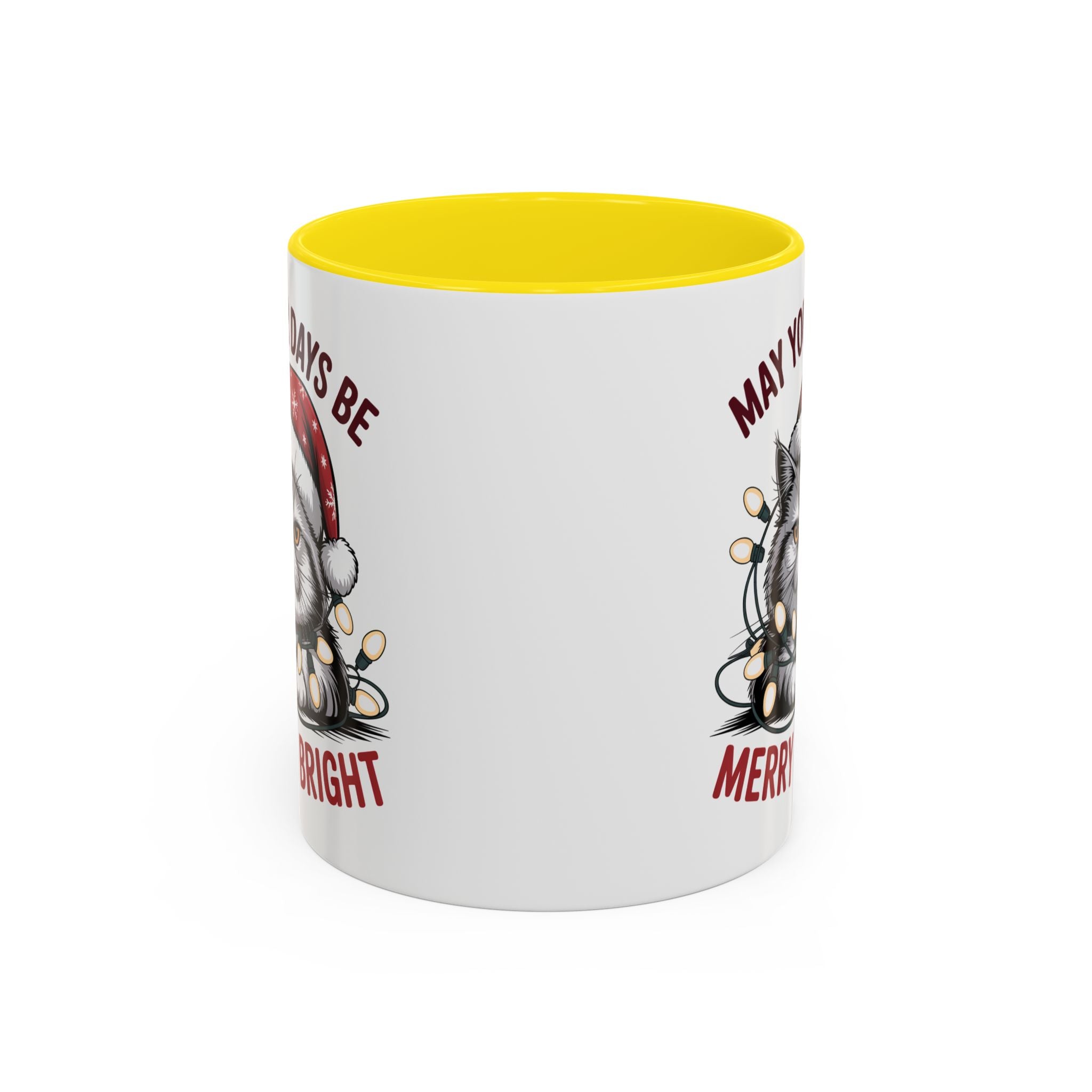 Funny Holiday Cat Mug - "May Your Days Be Merry & Bright"