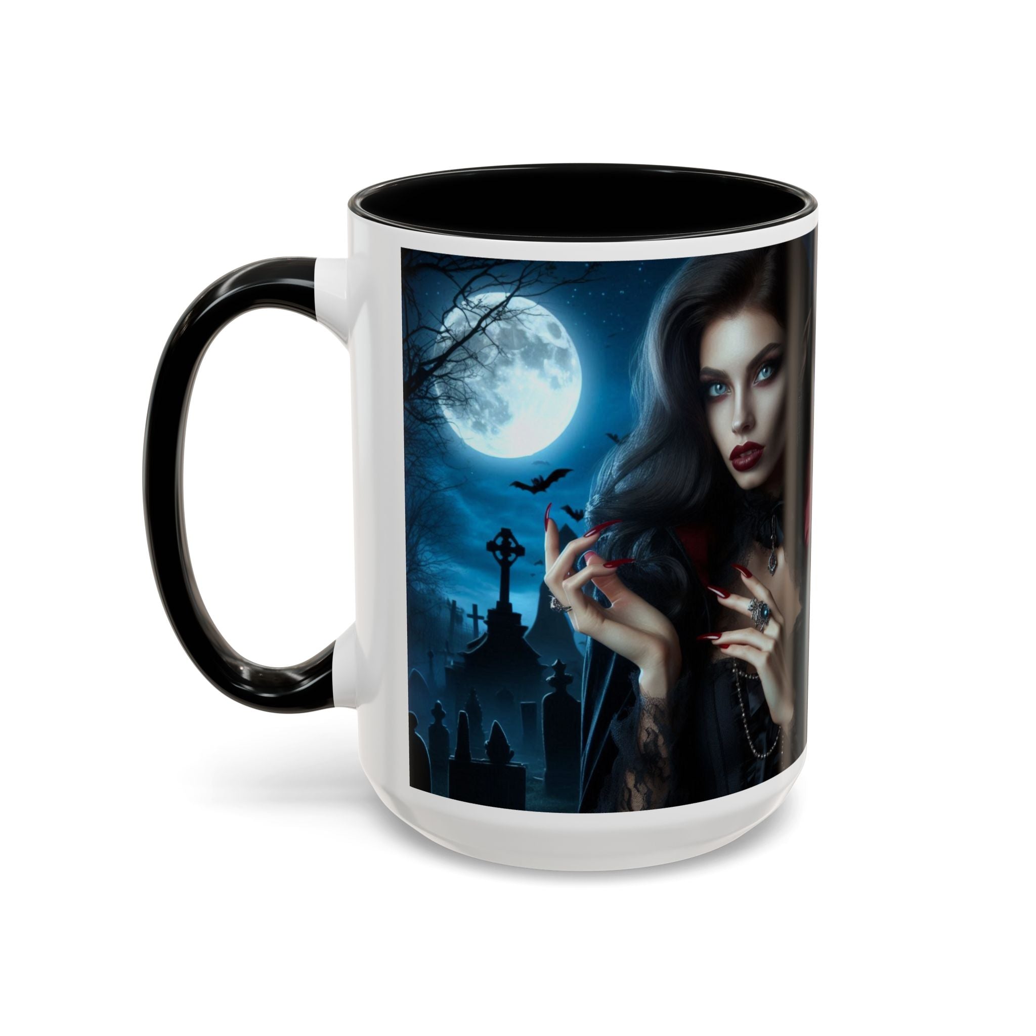 halloween Gothic Vampire Coffee Mug – 11/15oz full moon graveyard