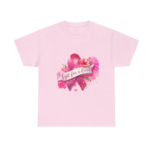 Fight for a Cure Unisex Heavy Cotton Tee | Breast Cancer Awareness Shirt, Support Tee, Gift for Her, Charity Fundraiser Tee, Pink Ribbon Tee
