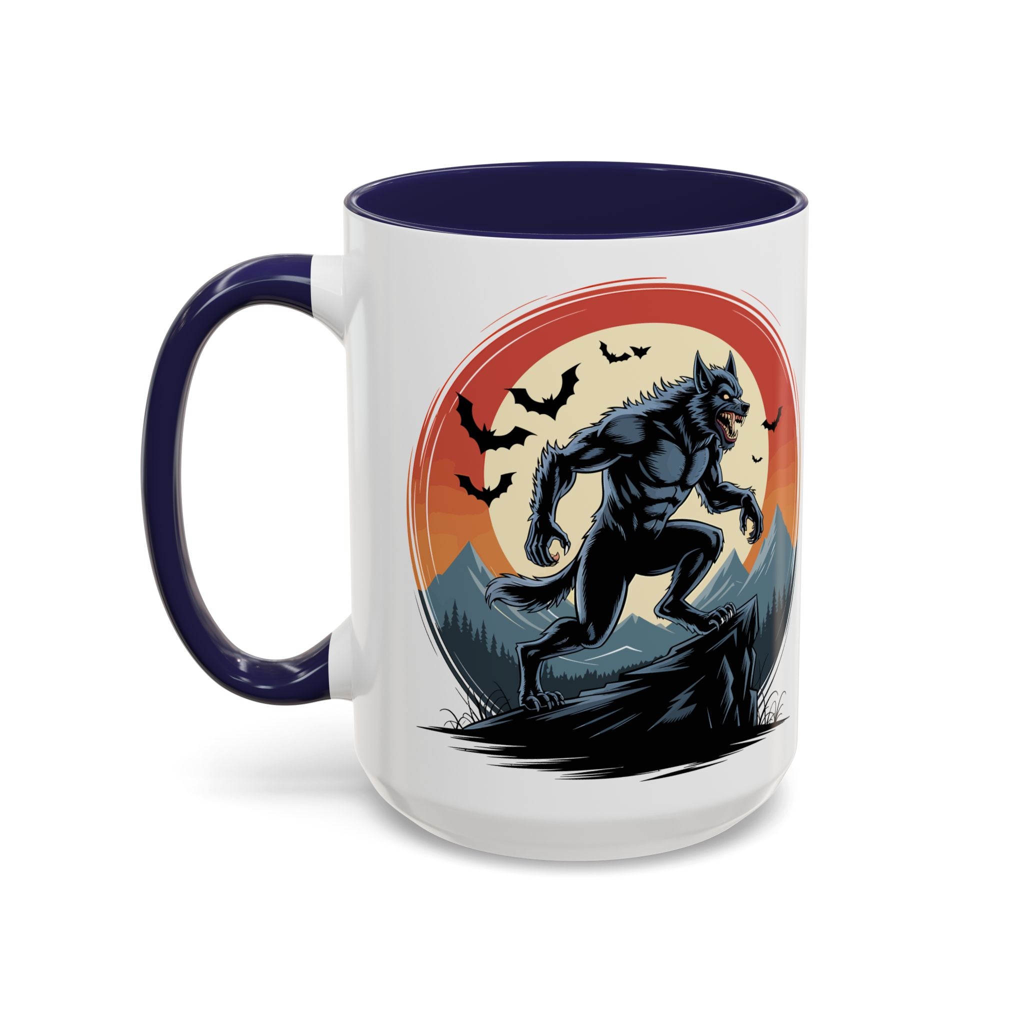 Werewolf Sunset Coffee Mug — Halloween Creature Ceramic Accent Mug (11/15oz) fantasy horror art