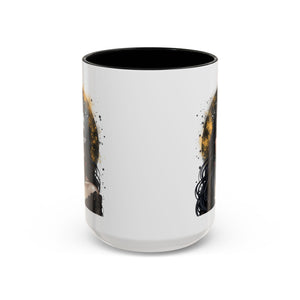 Gothic Art Accent Mug - Artistic Skull & Lady Design, Unique Coffee Cup for Halloween, Gift for Her, Decorative Kitchenware, Dark Aesthetic