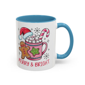 Festive Gingerbread Coffee Mug, Christmas Gift, Holiday Coffee Cup, Merry & Bright Mug, Winter Mug, Hot Chocolate Holder