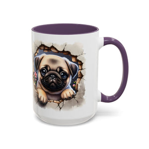 Pug In A Wall Coffee Mug - Cozy Ceramic Cup for Dog Lovers - Cute Pet Gift for Birthdays, Anniversaries, and Holidays
