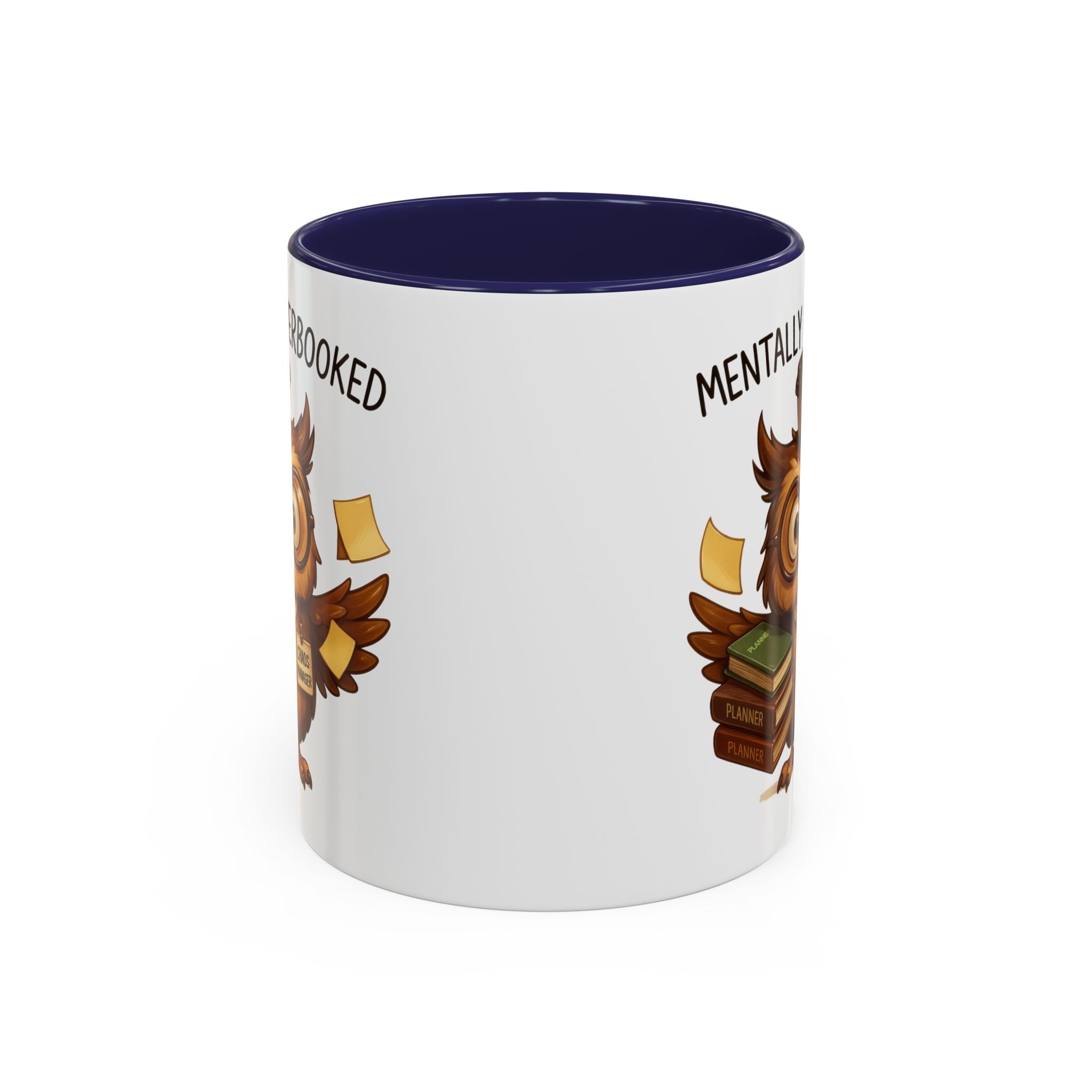 Cute Owl Coffee Mug | Mentally Overbooked Mug | Gifts for Book Lovers, Teacher Gifts, Office Decor, Funny Coffee Cup