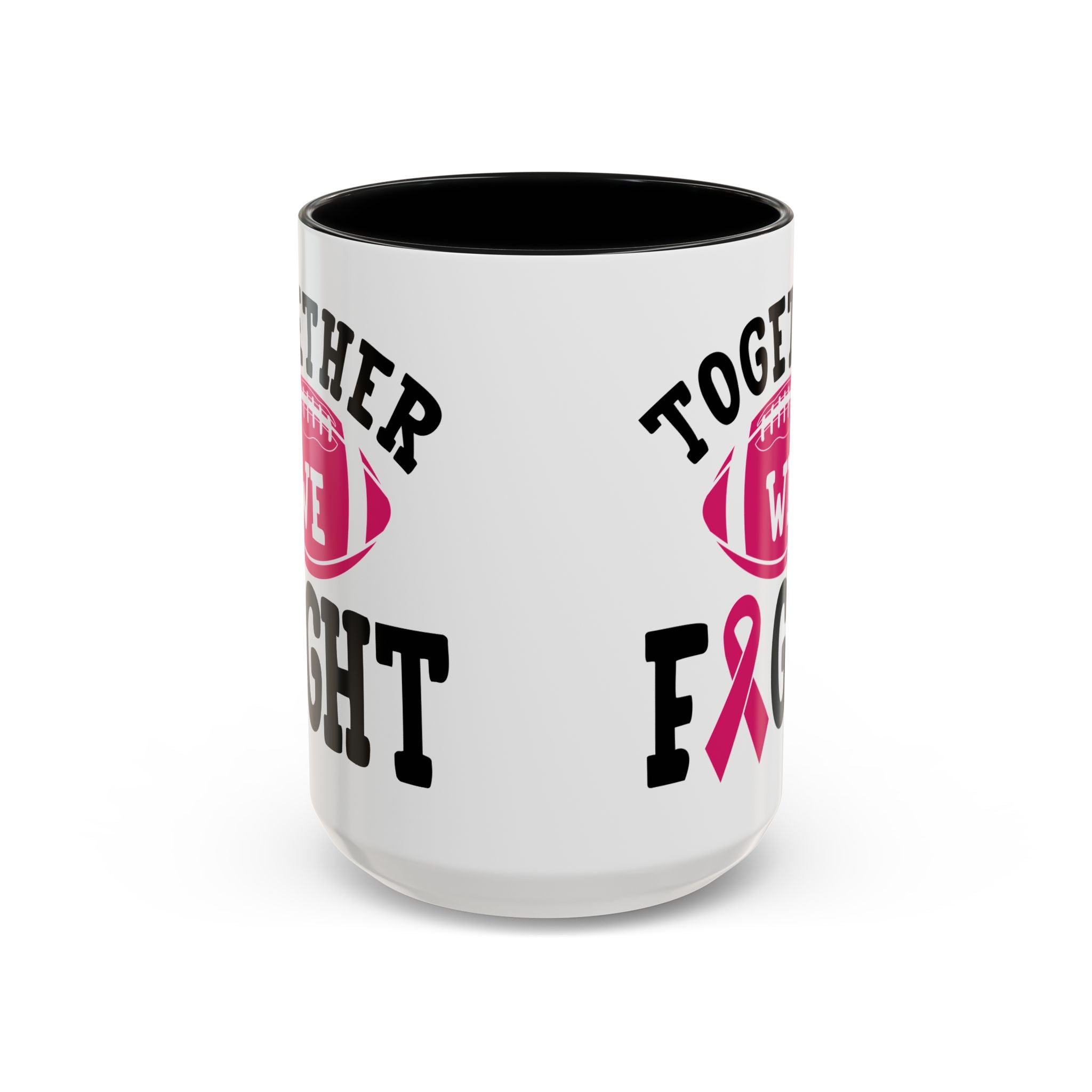 Together We Fight Pink Ribbon Coffee Mug, Support Breast Cancer Awareness, Gift for Survivors, Football Lovers, Empowerment