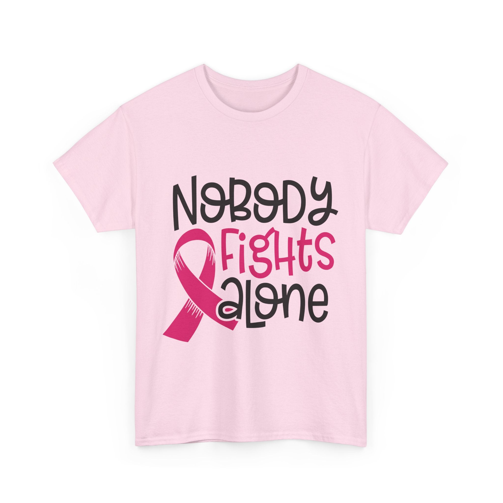 Empowering Awareness Tee - Nobody Fights Alone, Unisex Cotton T-Shirt, Supportive Gift, Breast Cancer Awareness, Inspirational Shirt