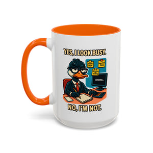 Busy Duck Coffee Mug, Humorous Office Mug, Cute Animal Mug Gift, Quirky Work Mug, Funny Gift for Coworkers