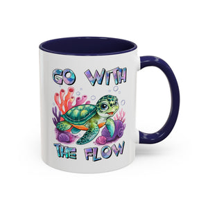 Ocean-Inspired Accent Coffee Mug - 'Go With The Flow' Design turtle
