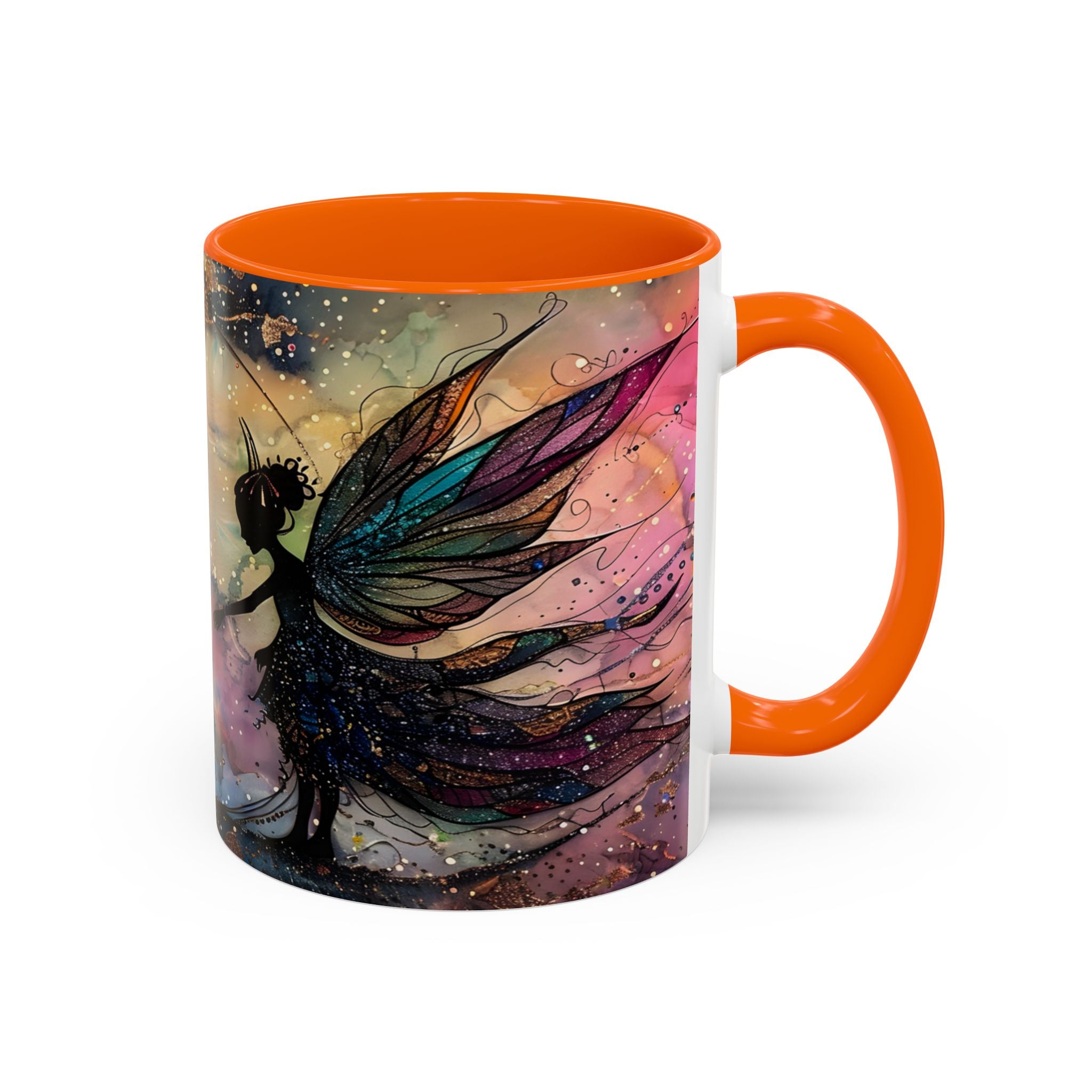 Magical Fairy Galaxy Accent Coffee Mug — Colorful Winged Fairy Art (11/15 oz) fantasy