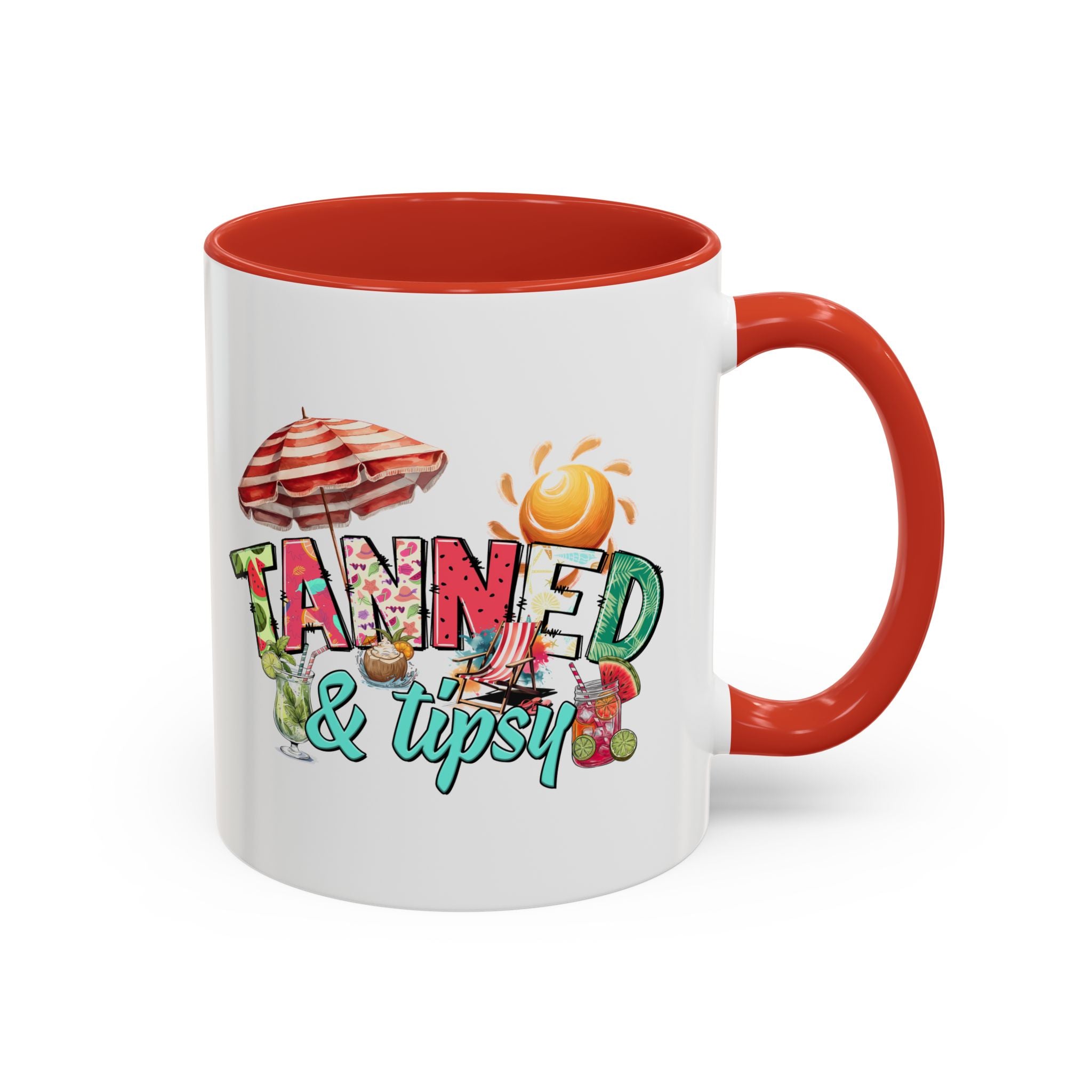 Tanned & Tipsy Accent Coffee Mug - Perfect for Summer Vibes & Beach Lovers party