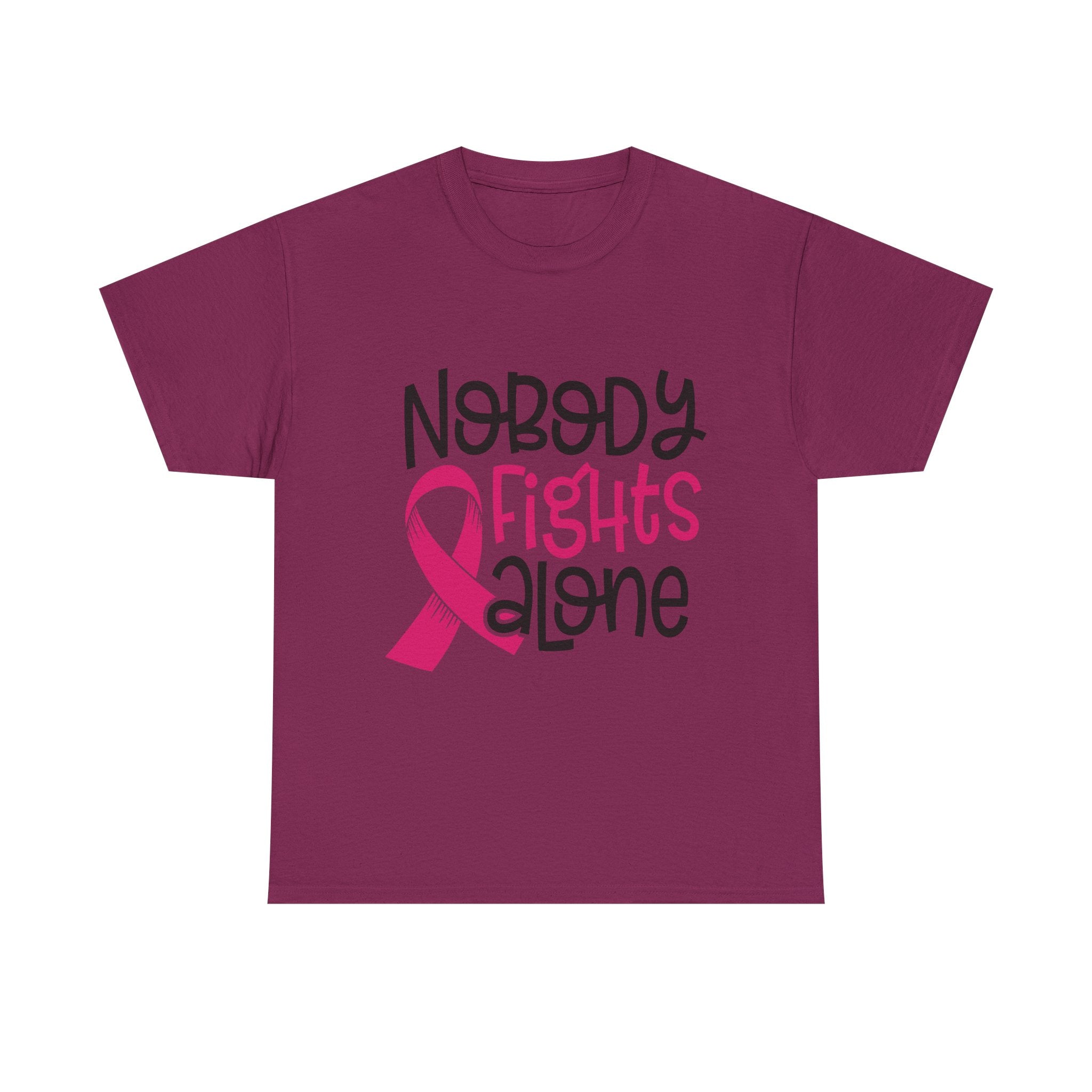 Empowering Awareness Tee - Nobody Fights Alone, Unisex Cotton T-Shirt, Supportive Gift, Breast Cancer Awareness, Inspirational Shirt