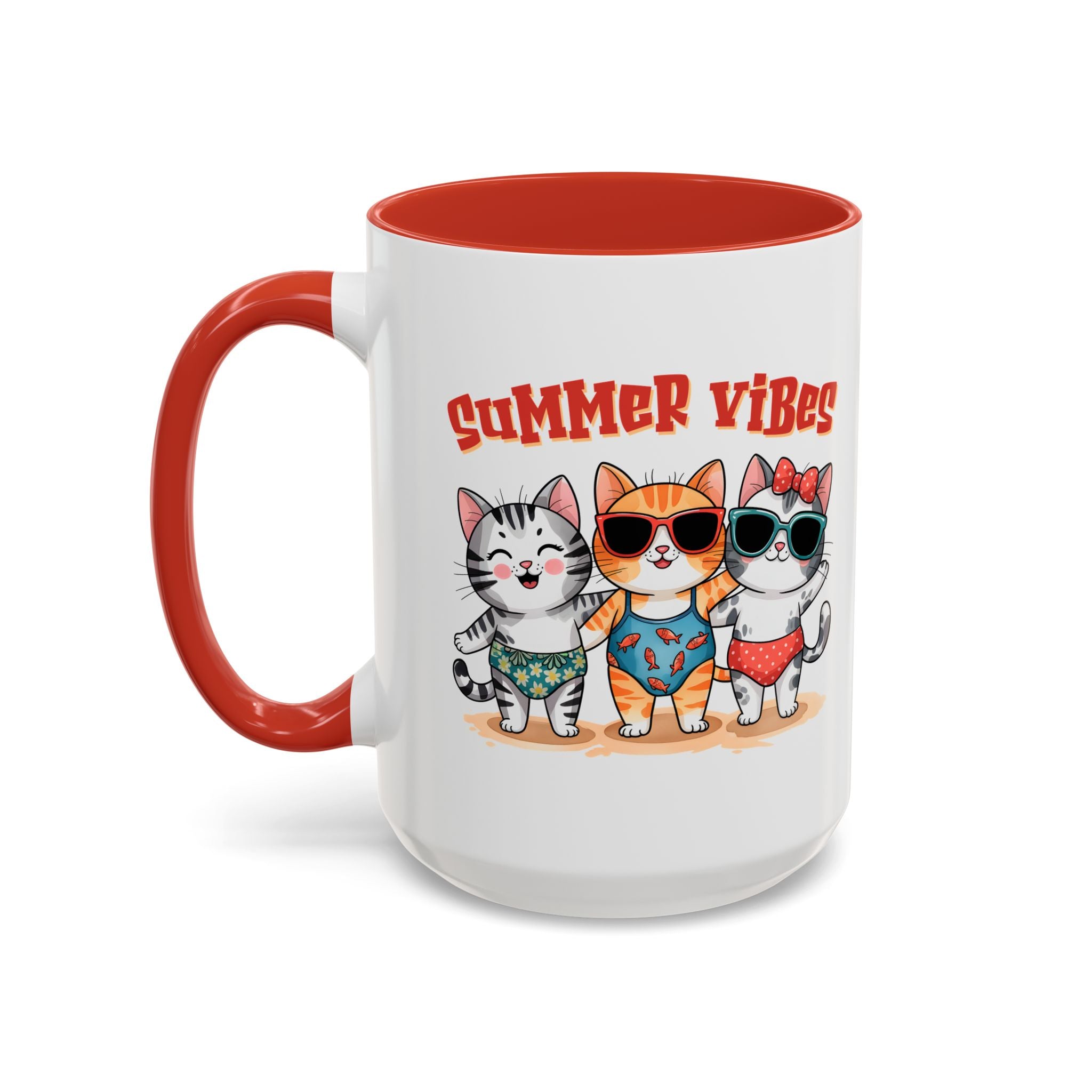 Summer Vibes Cat Coffee Mug - Fun Accent Mug for Cat Lovers