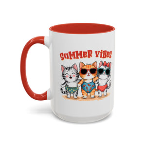 Summer Vibes Cat Coffee Mug - Fun Accent Mug for Cat Lovers