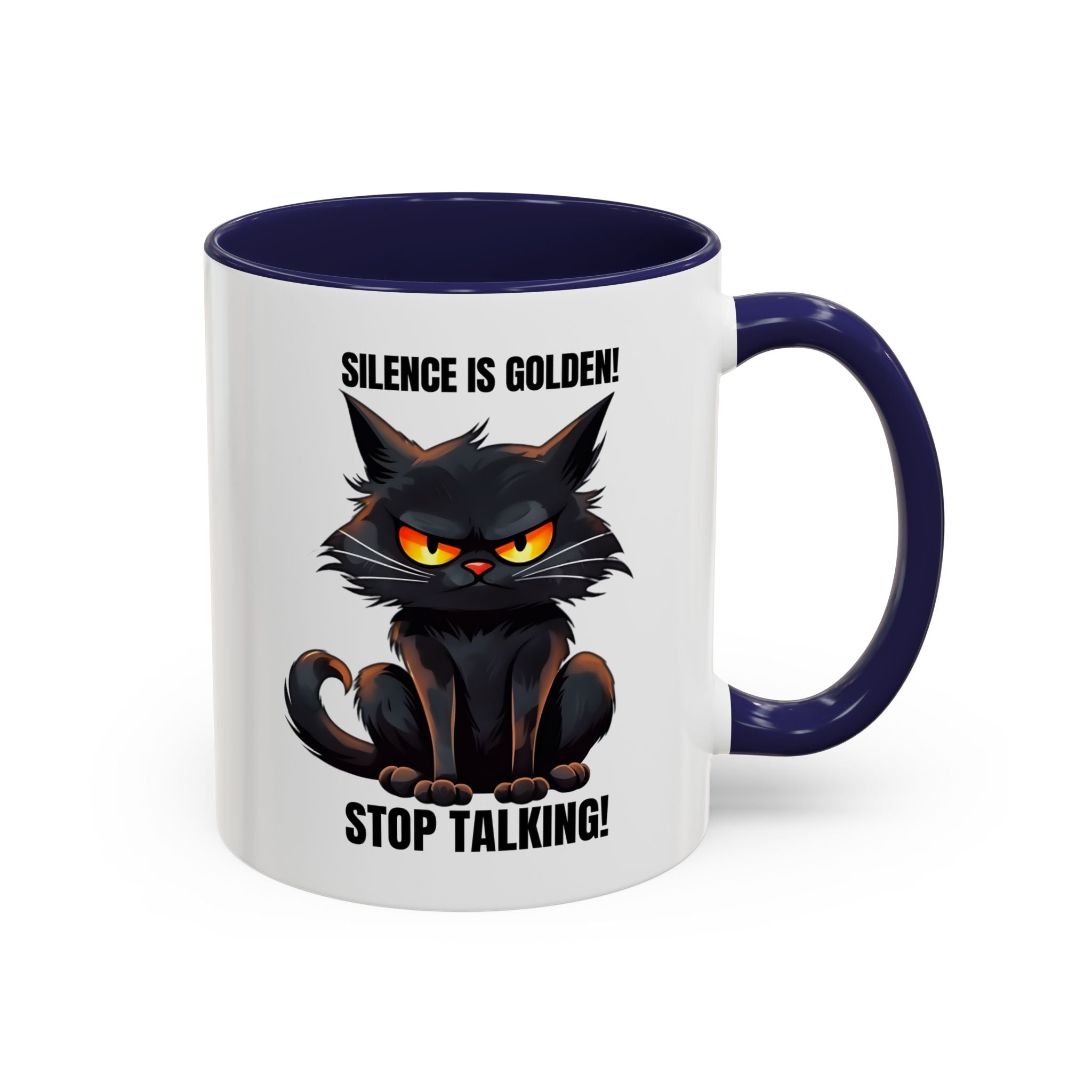 Funny Cat Mug | Silence Is Golden Coffee Cup | Gift for Cat Lovers | Humorous Kitchenware | Ceramic Teacup | Unique Animal Gifts