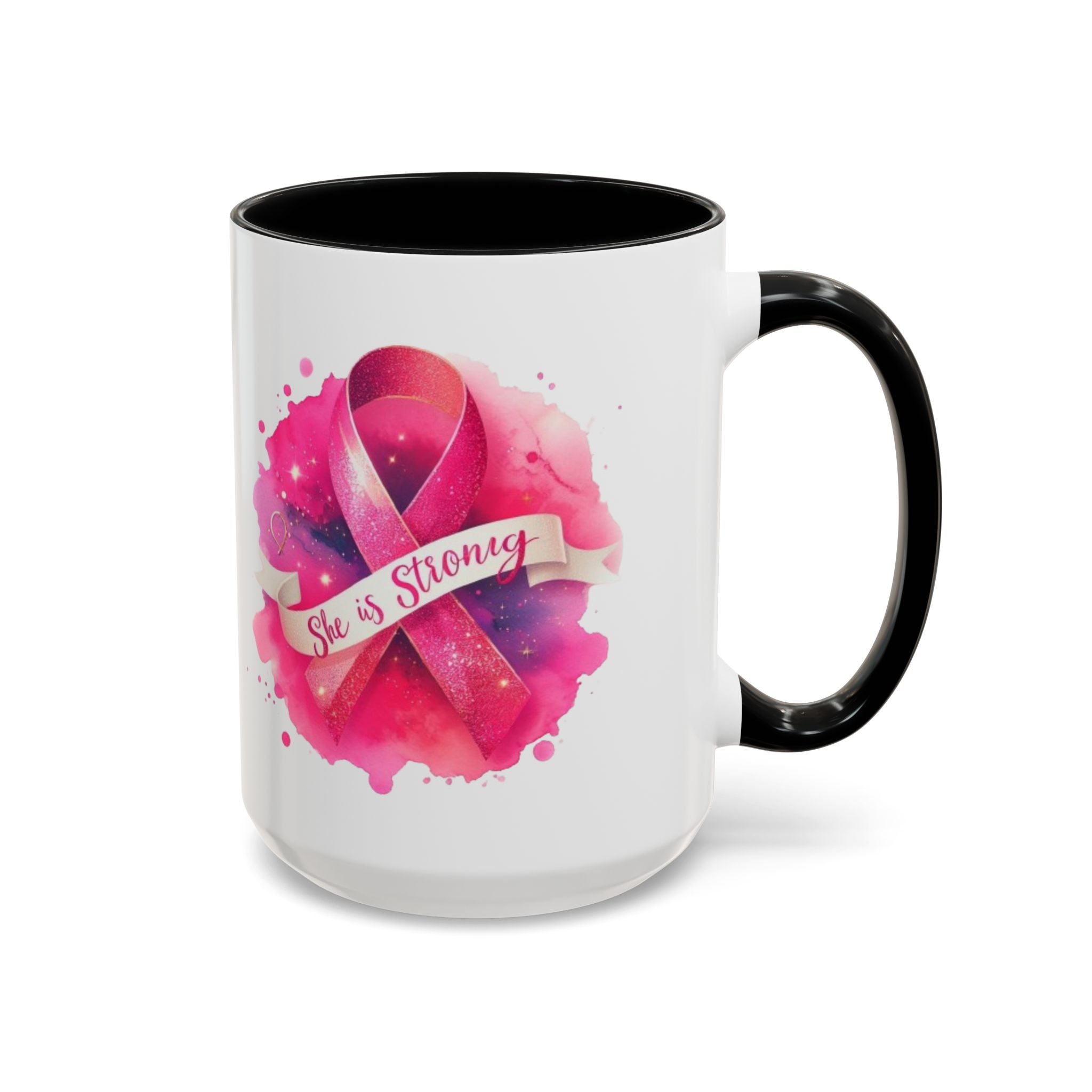 Empowering Pink Ribbon Coffee Mug | She is Strong | Gift for Cancer Awareness, Inspirational Drinkware, Office Mug, Motivational [...]