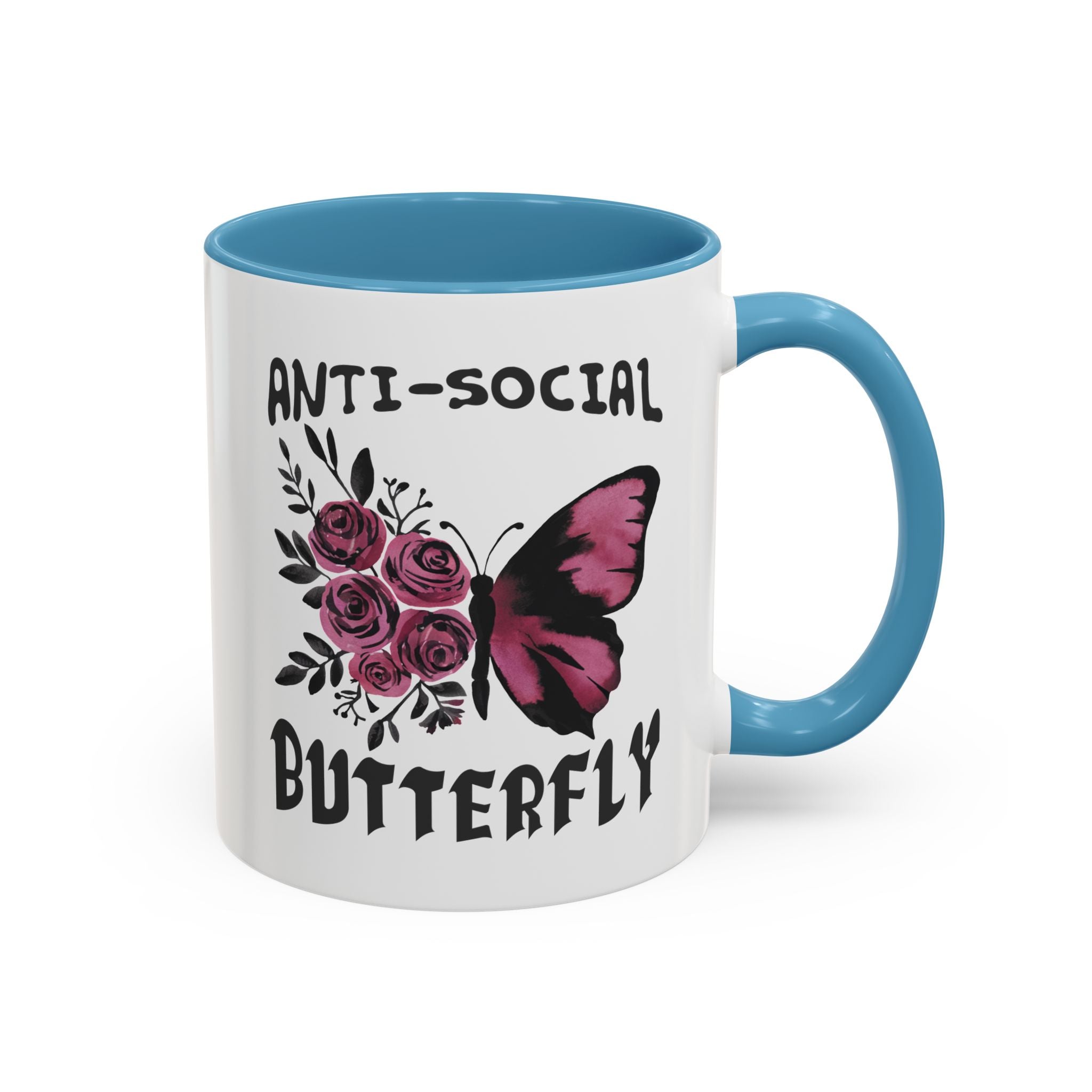 Anti-Social Butterfly Coffee Mug - Floral & Butterfly Design