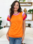 Color Block Round Neck Knit Top
