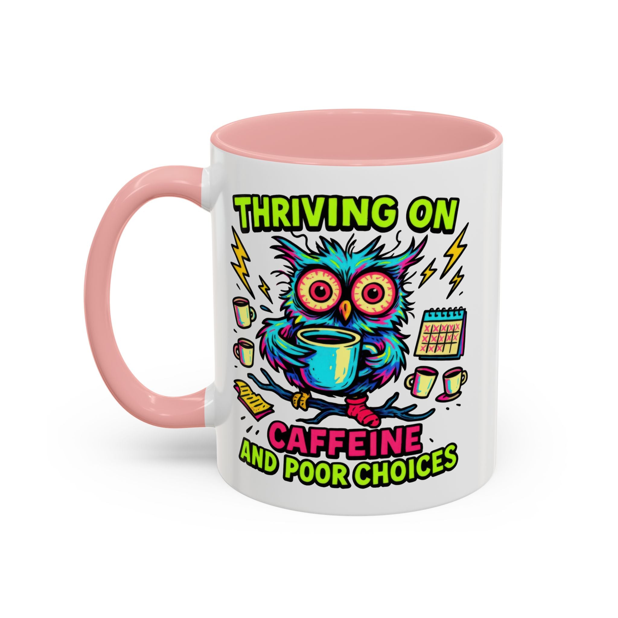 Thriving on Caffeine Mug | Funny Owl Coffee Cup | Gift for Coffee Lovers | Cute Kitchen Decor | Birthday, Holiday Gift