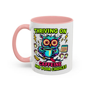 Thriving on Caffeine Mug | Funny Owl Coffee Cup | Gift for Coffee Lovers | Cute Kitchen Decor | Birthday, Holiday Gift