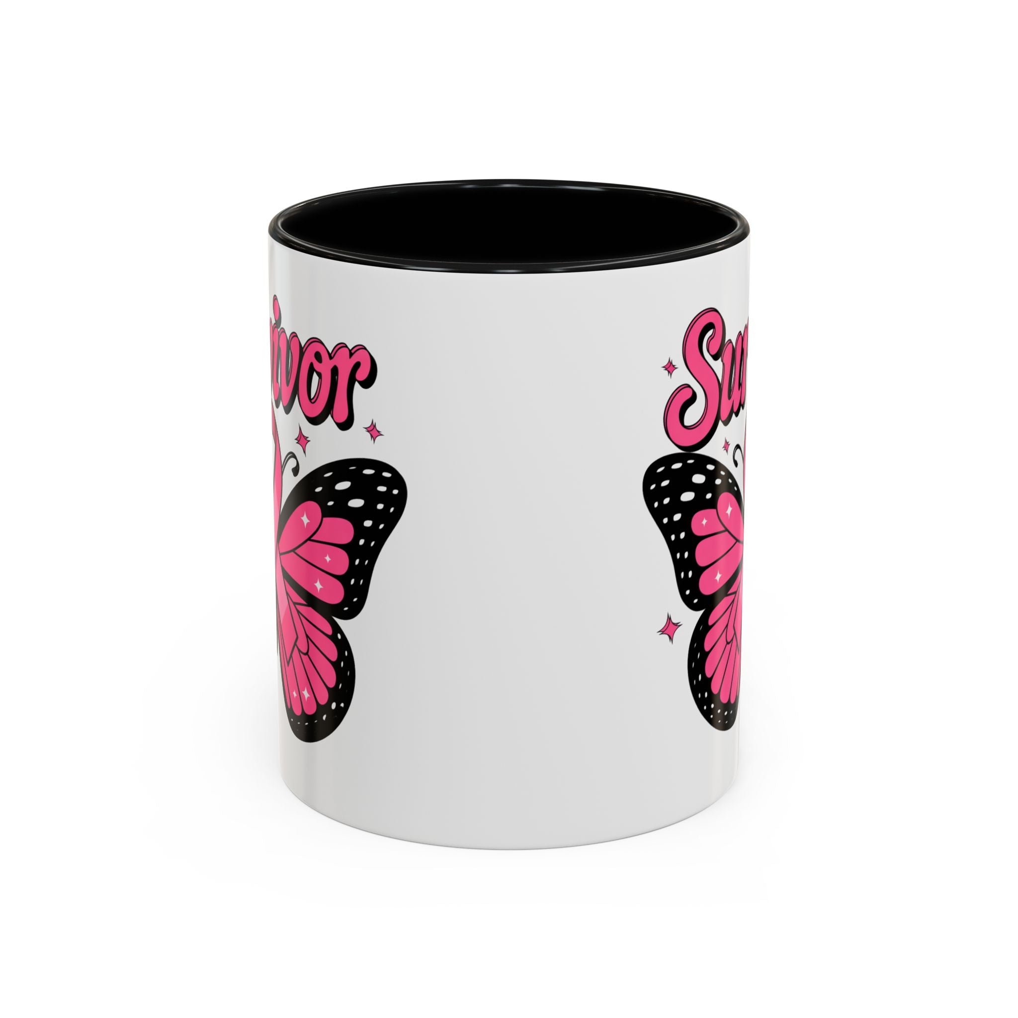 Survivor Butterfly Coffee Mug, Inspirational Gift, Pink Ribbon Mug, Breast Cancer Awareness, Empowerment Cup, Motivational Drinkware