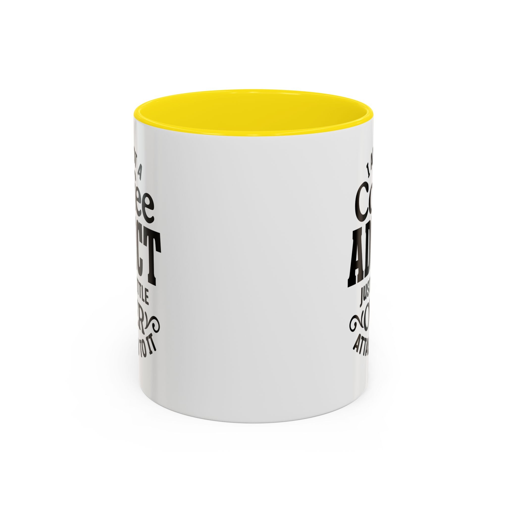 Coffee Addict Mug, Funny Coffee Lover Gift, Black Accent Mug, Warm Beverage Cup, Office Humor Drinkware