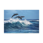 Ocean Wave Dolphin Art Canvas Print, Ocean Decor, Marine Life Wall Art, Nature Lover Gift, Coastal Home Decoration