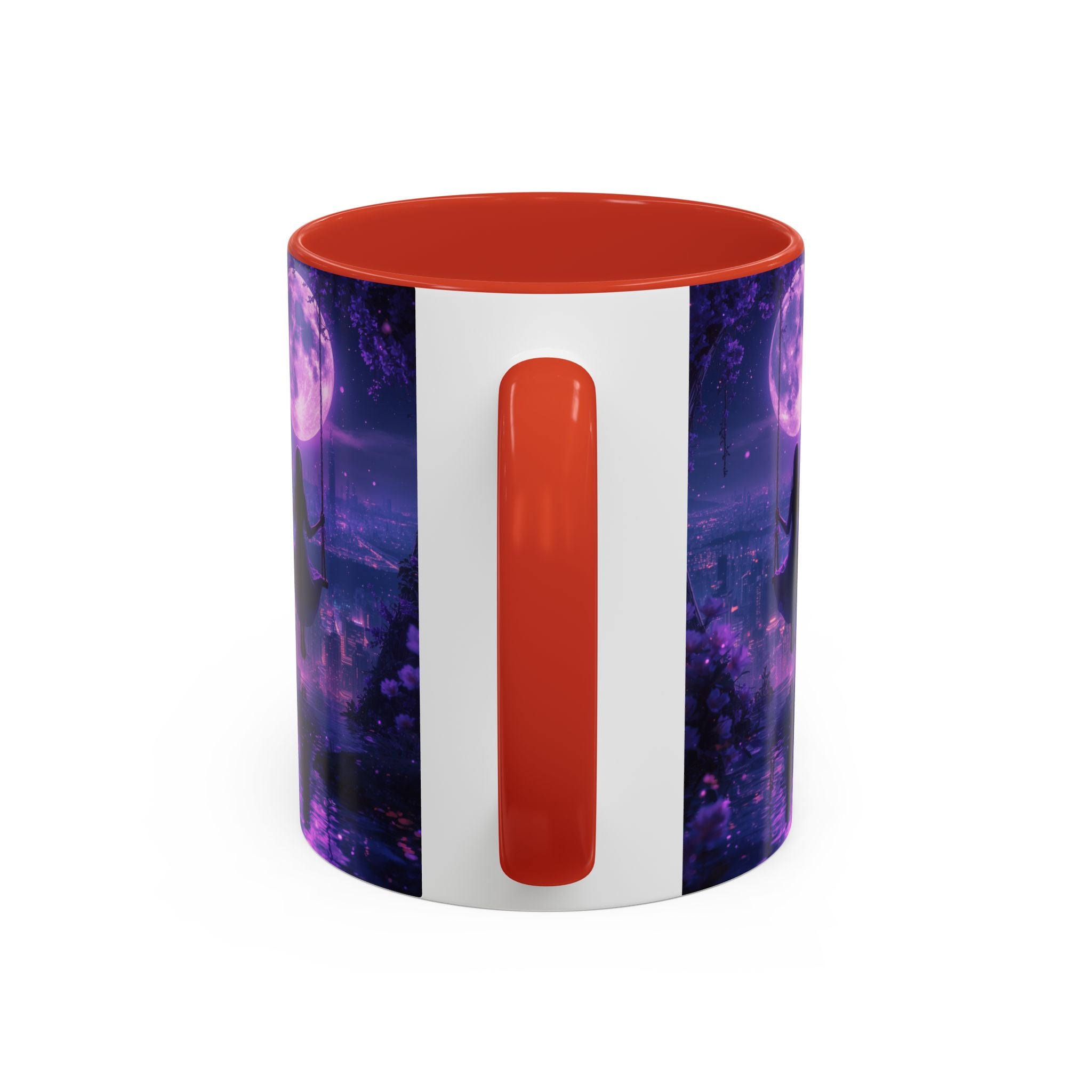 anime Dreamy Moonlit Swing Accent Coffee Mug, Artistic Mug, Celestial Coffee Cup, Fantasy Beverage Holder, Gift for Dreamers