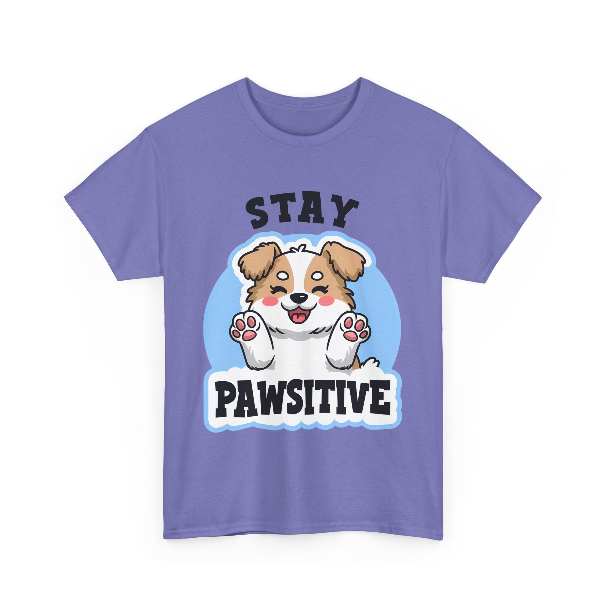 Stay Pawsitive Dog Lover Tee - Unisex Heavy Cotton T-Shirt funny humor