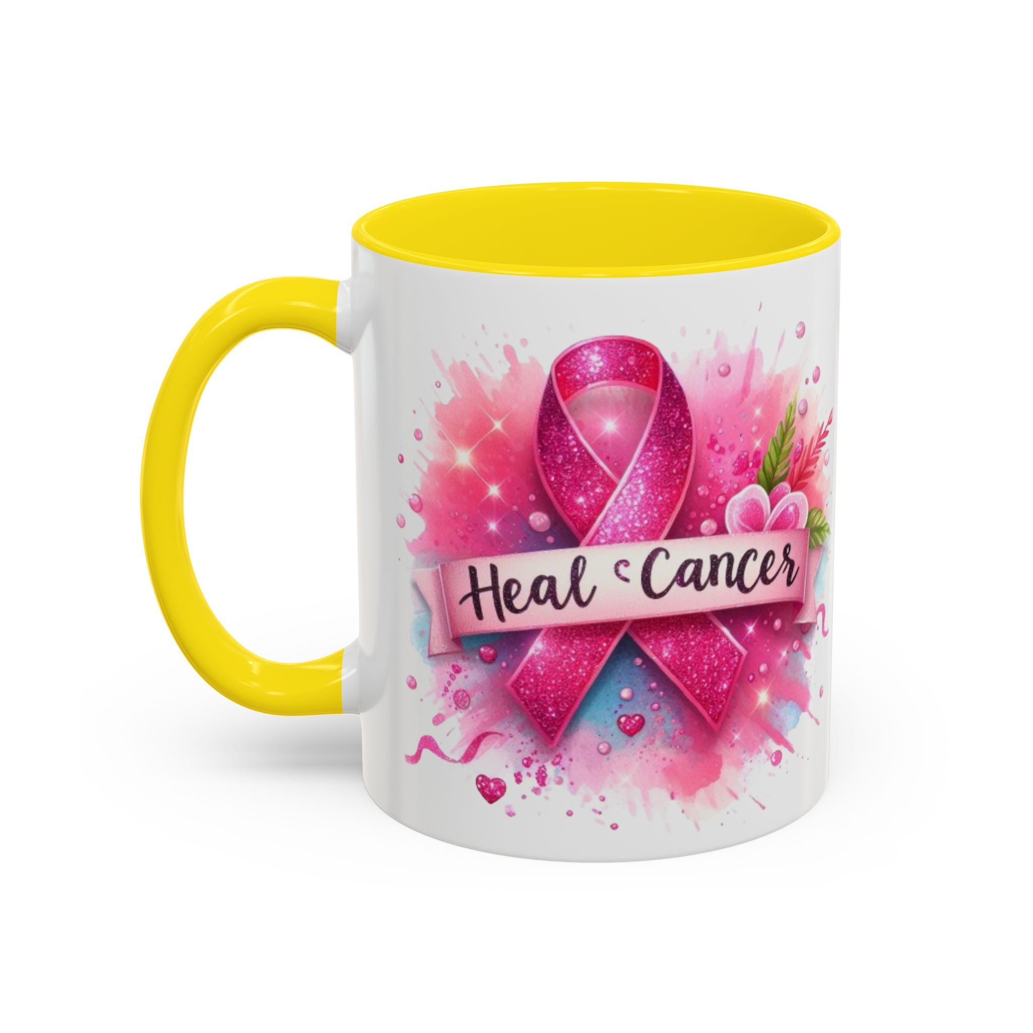 Pink Ribbon Healing Coffee Mug | Support Cancer Awareness | Inspirational Gift | Breast Cancer Support | 11oz & 15oz Options