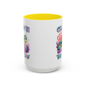 Ocean-Inspired Accent Coffee Mug - 'Go With The Flow' Design turtle