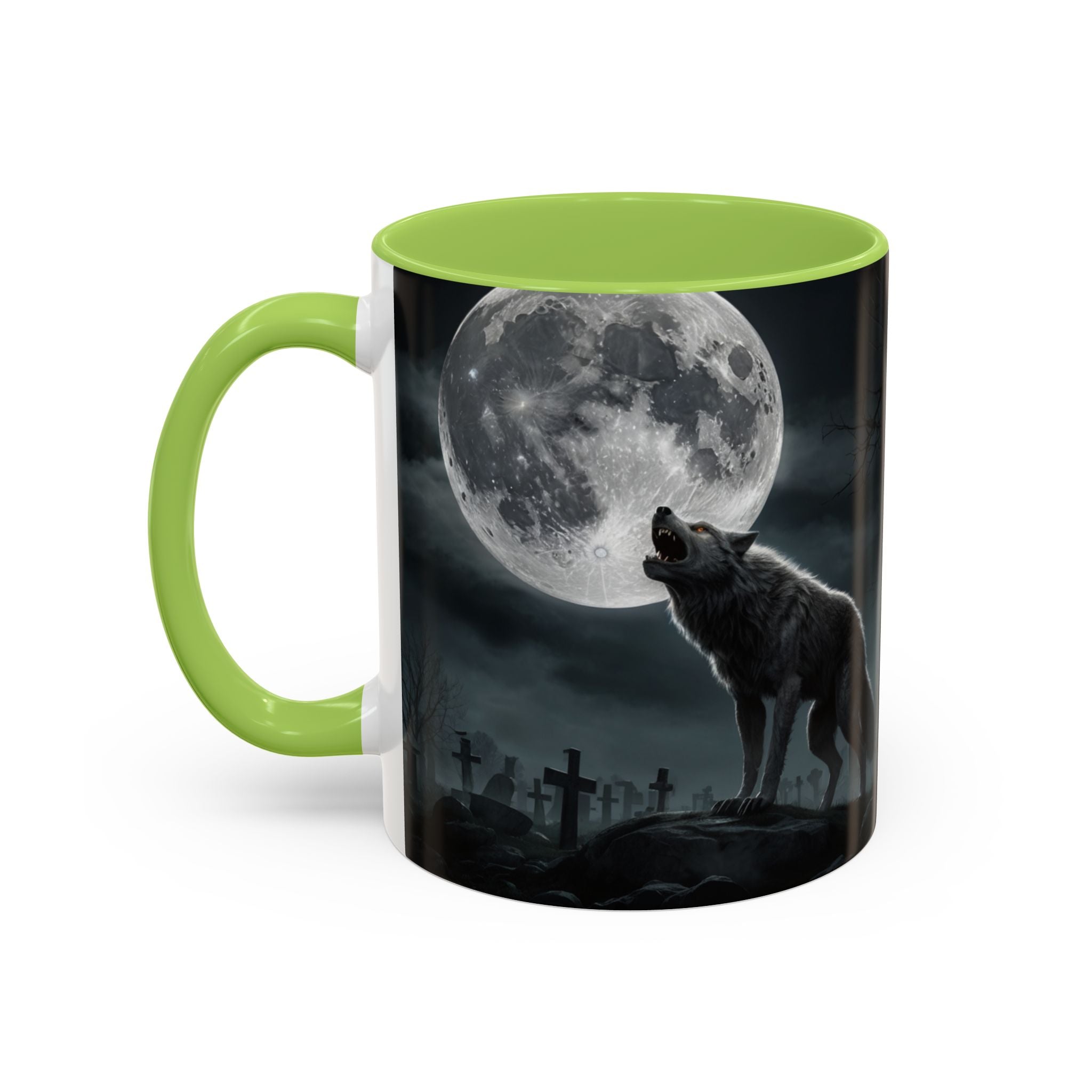 Howling Wolf Moon Coffee Mug – Gothic Graveyard Accent Mug (11/15oz) fantasy