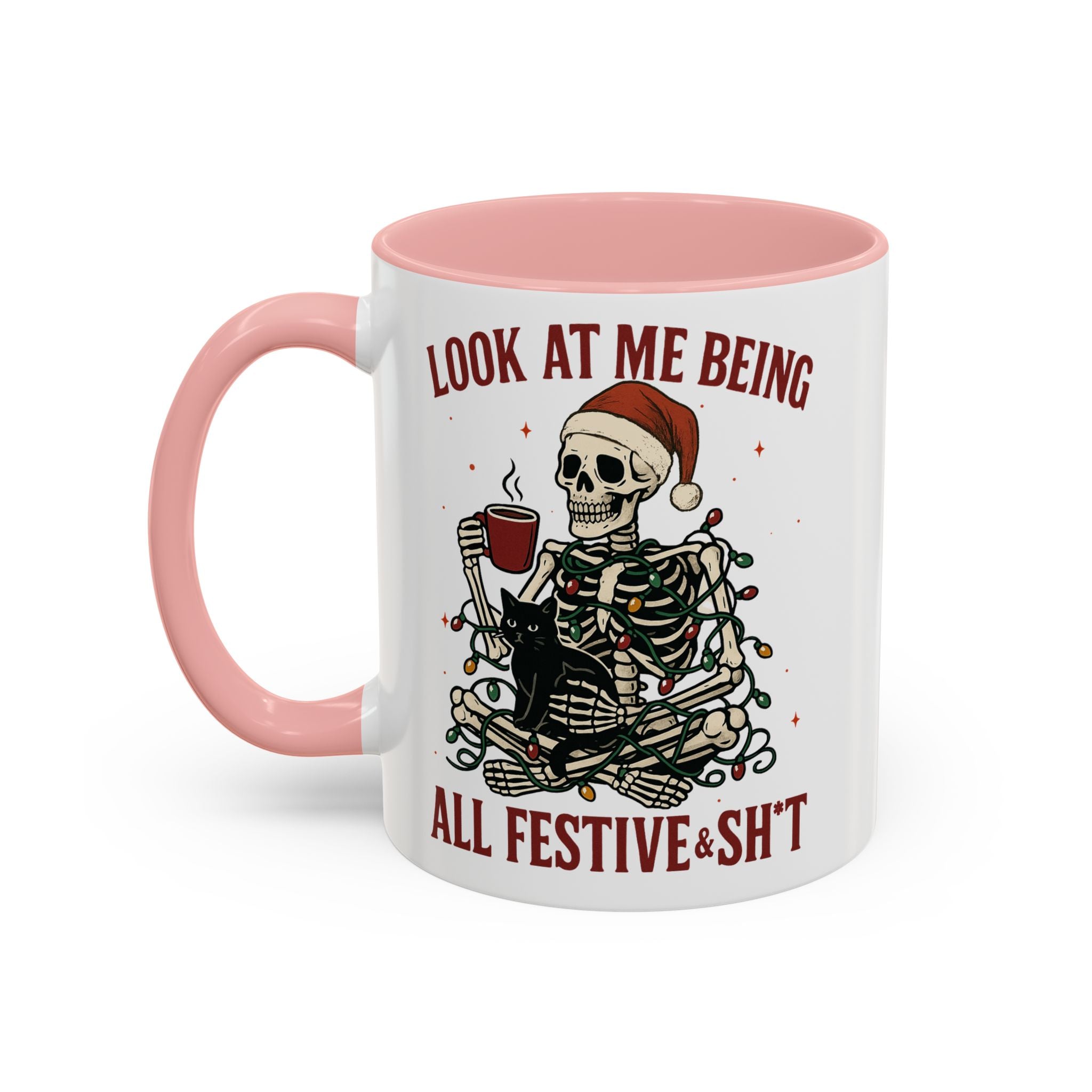 Festive Skeleton Christmas cheer winter Coffee Mug funny adult humor cup